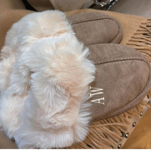 Personalised Soft Faux Fur Slippers-Mushroom