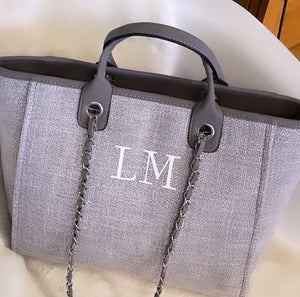 Personalised Medium Canvas Tote Bag-Grey