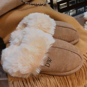 Personalised Soft Faux Fur Slippers-Mushroom