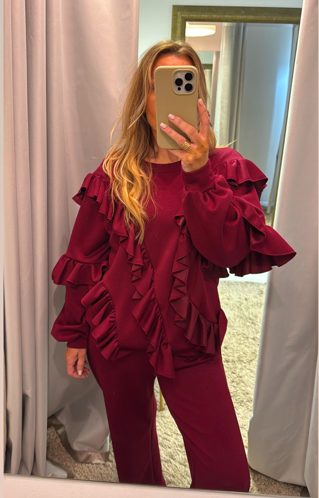 Burgundy Frill 2 Piece Set
