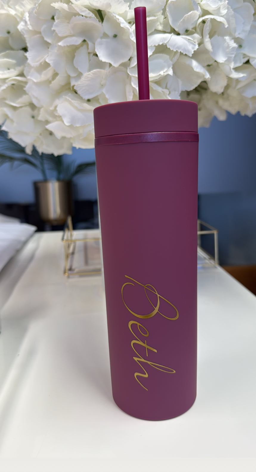 Personalised Skinny Cold Cup-Burgundy