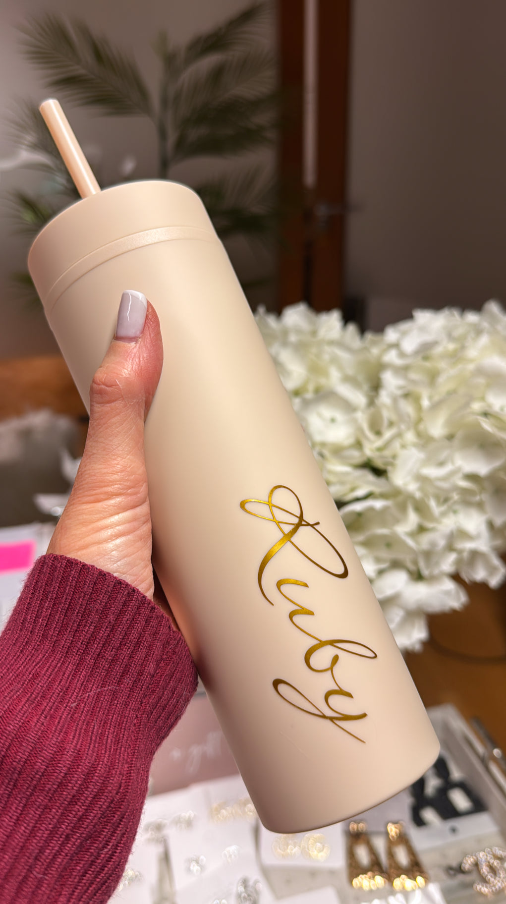 Personalised Skinny Cold Cup- Latte Cream