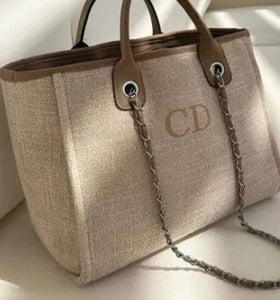 Personalised Medium Canvas Tote Bag-Fawn/Beige