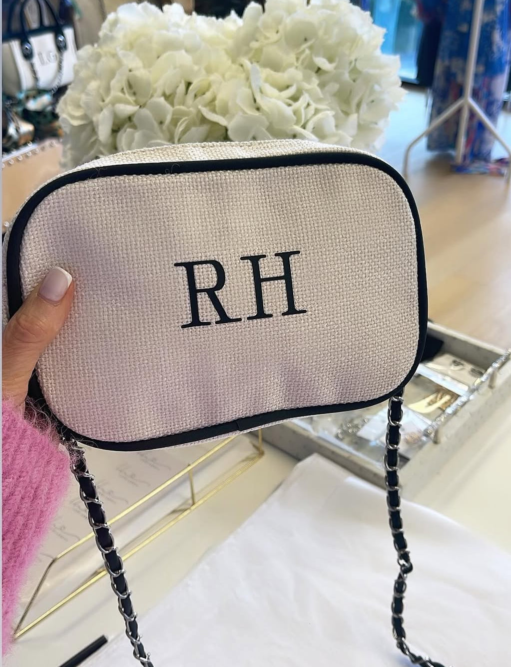 Personalised Cross Body Bag Cream/Black
