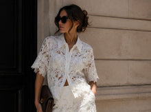 Load image into Gallery viewer, White cut out lace blouse