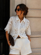Load image into Gallery viewer, White cut out lace blouse