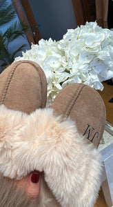 Personalised Soft Faux Fur Slippers-Mushroom