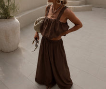 Load image into Gallery viewer, 2 piece wide leg trs set-chocolate brown