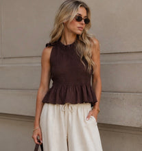 Load image into Gallery viewer, Cotton shiered frill top