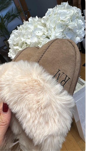 Personalised Soft Faux Fur Slippers-Mushroom