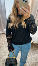 Load image into Gallery viewer, Lace Arm T-Shirt-Black