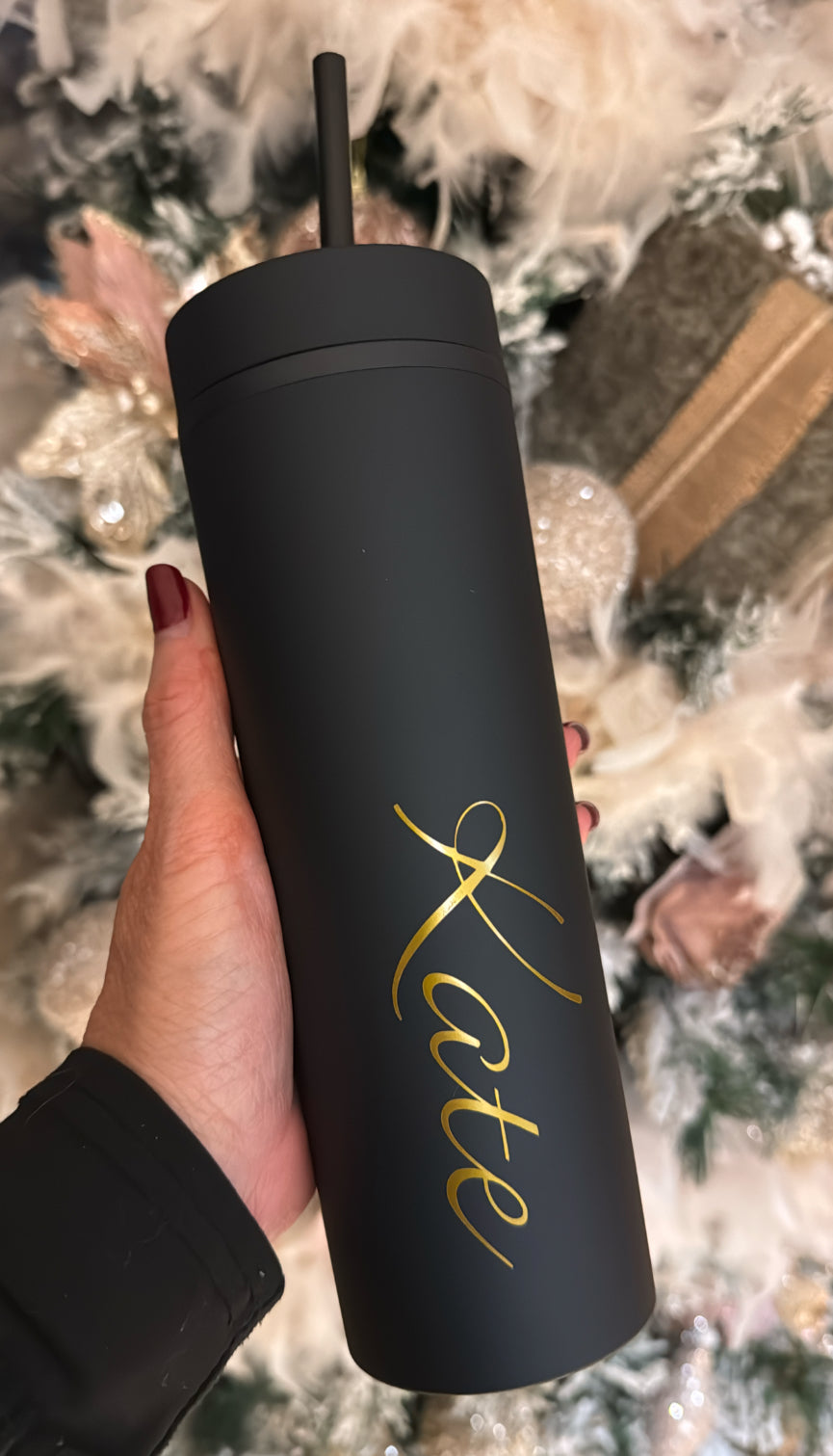 Personalised Skinny Cold Cup-Black