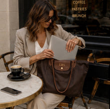Load image into Gallery viewer, Chocolate Brown Personalised Nylon Tote Bag