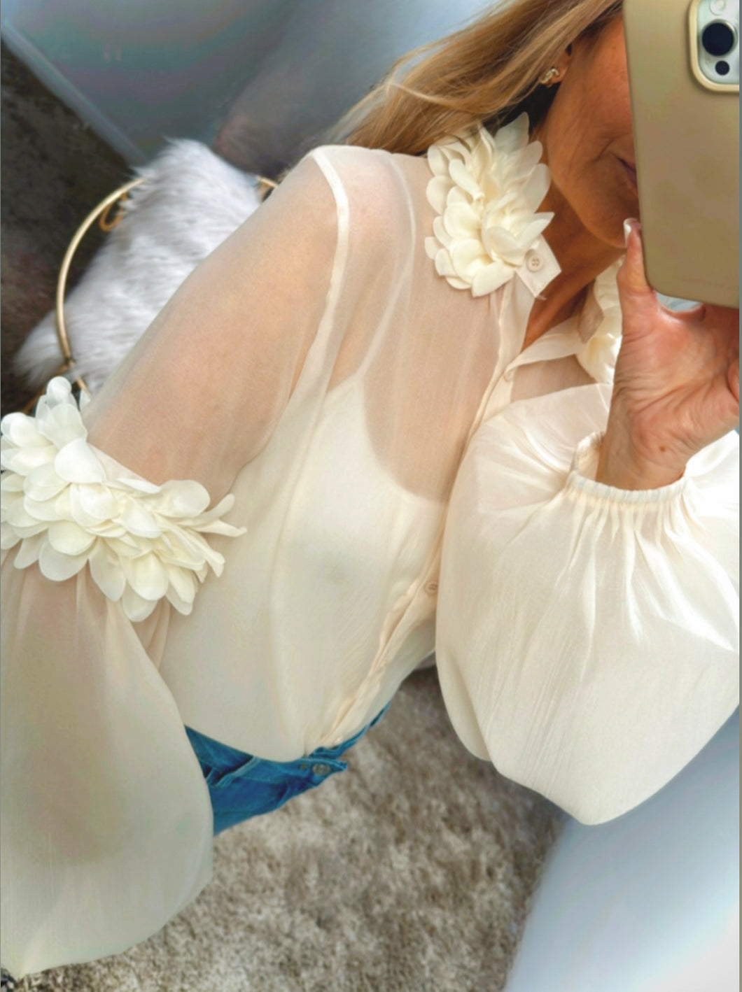 Cream Sheer Petal Blouse