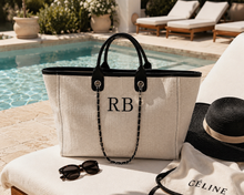 Load image into Gallery viewer, Personalised Large/Weekender Canvas Tote Bag-Cream/Black