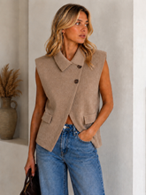 Load image into Gallery viewer, Asymmetrical knit waistcoat Taupe