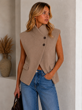 Load image into Gallery viewer, Asymmetrical knit waistcoat Taupe