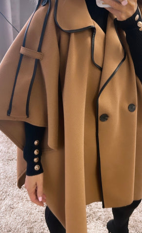 Tan/Black Cape Coat