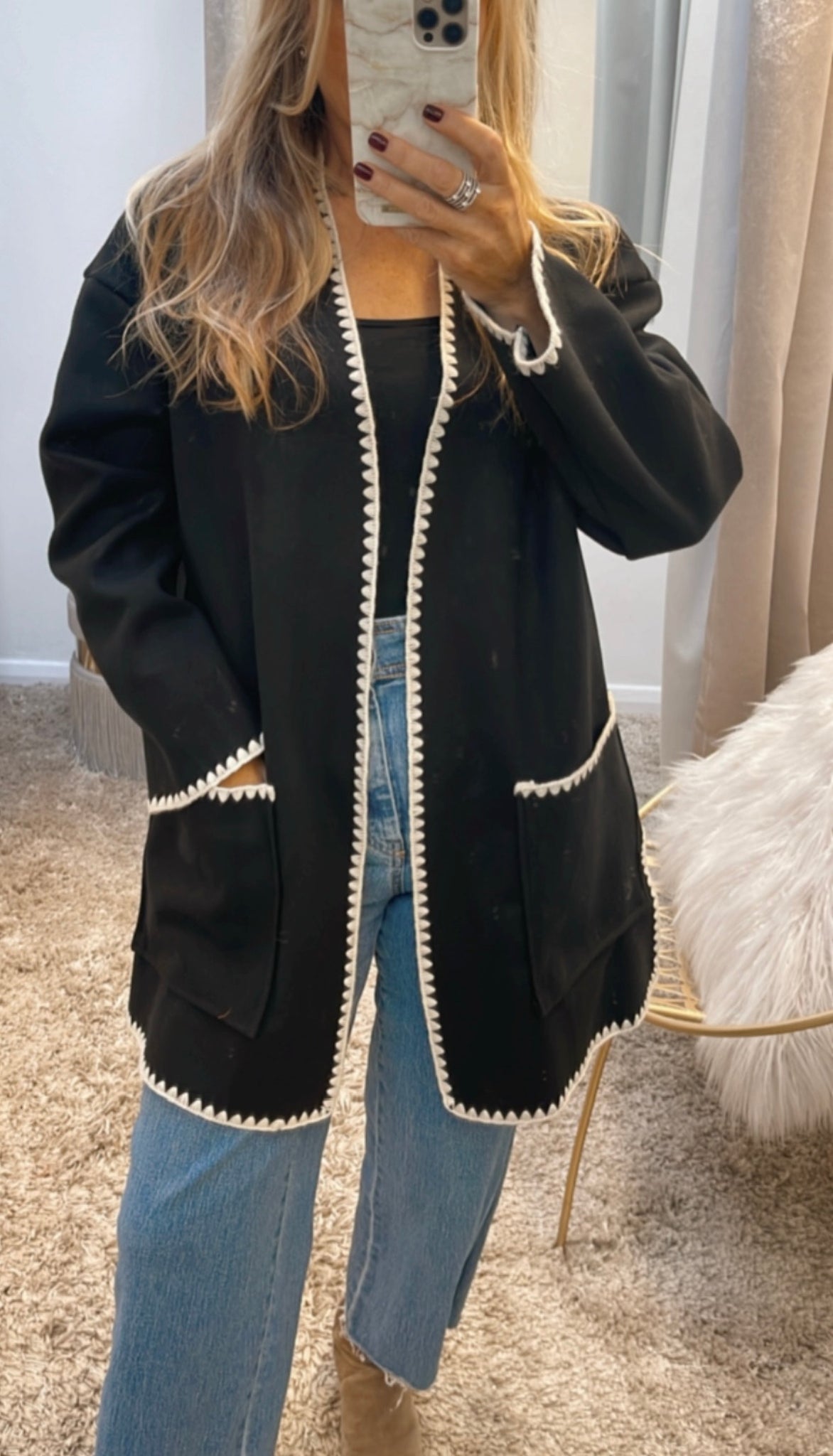 Black Blanket Stitch Jacket