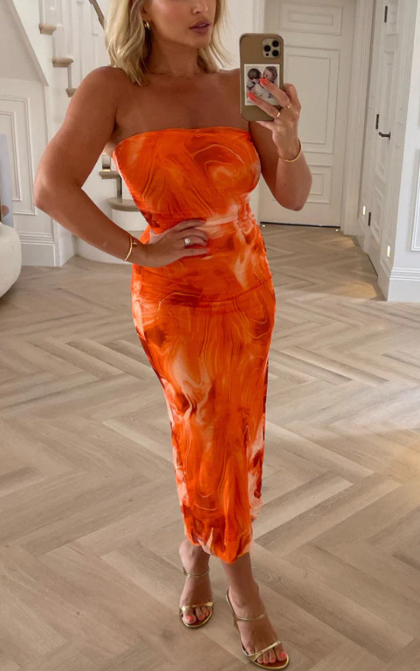 Boob Tube Dress Orange