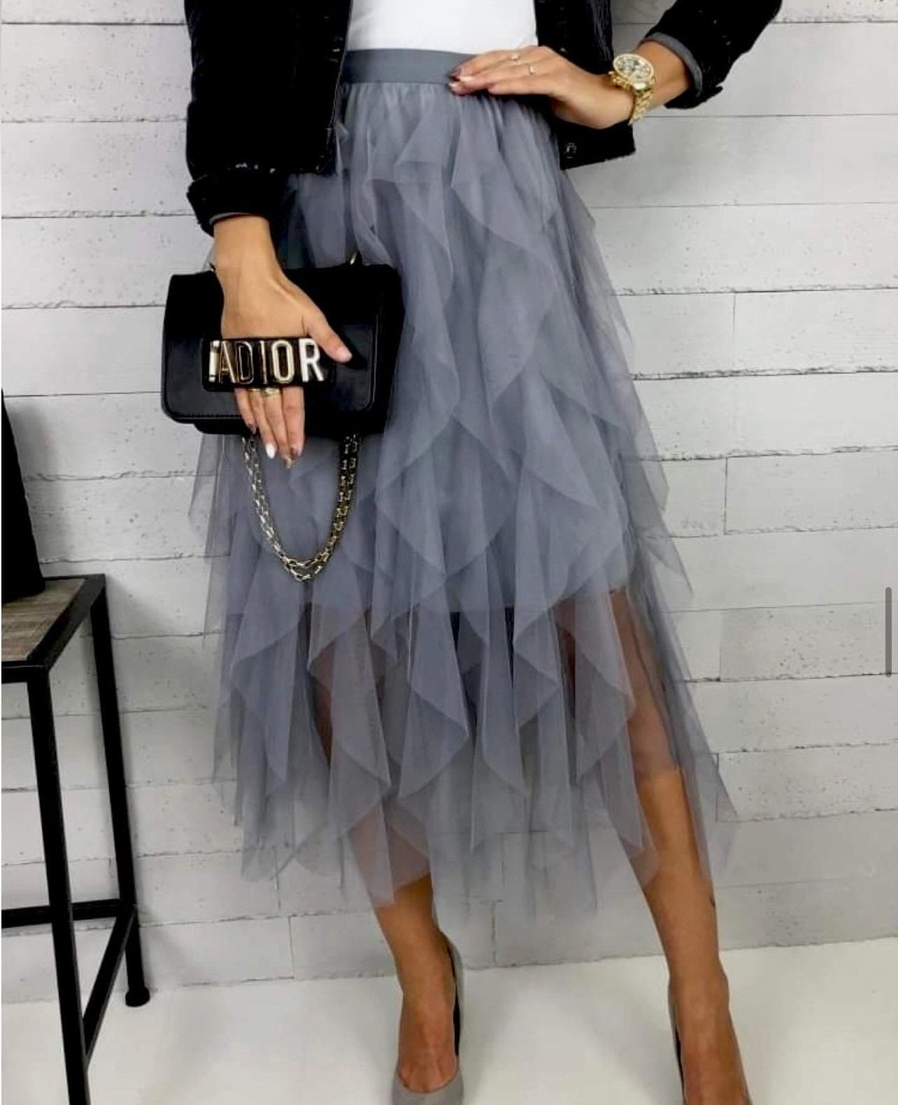 Tulle Layered Skirt - Dark Grey