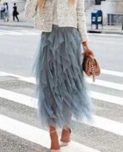 Tulle Layered Skirt - Light Grey