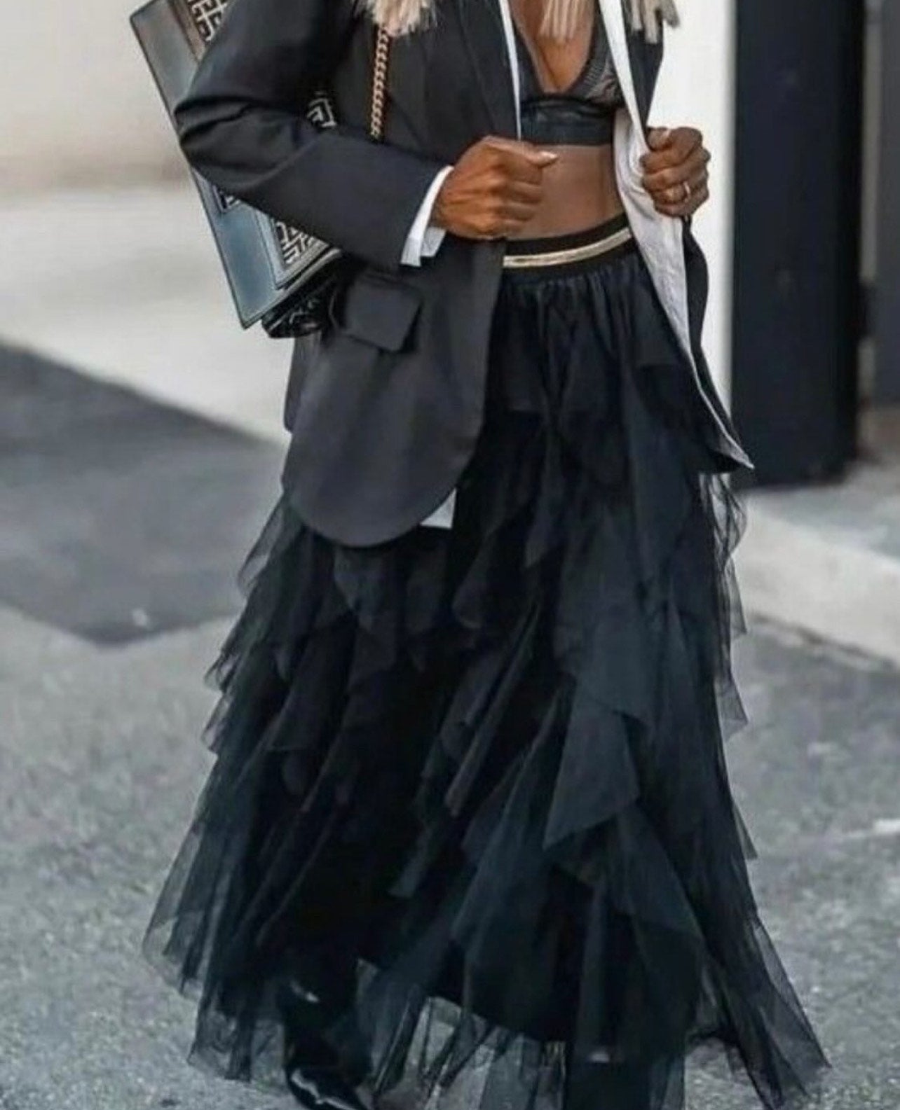 Tulle Layered Skirt - Black