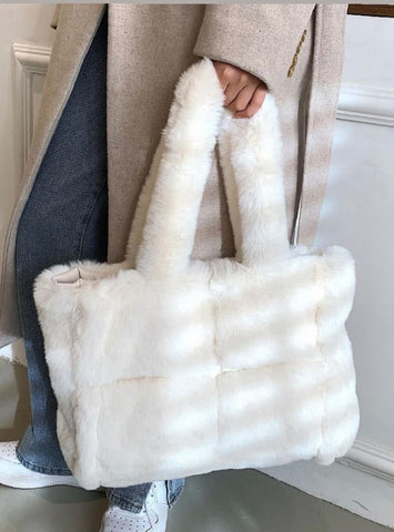 Faux Fur Cream Bag