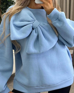 Pale Blue Oversized Bow Sweatshirt