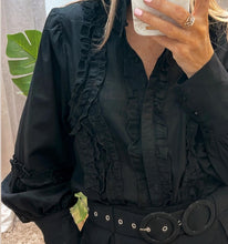 Load image into Gallery viewer, Frill Blouse &amp; Shorts Set Black