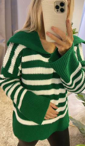 Green/White Stripe Jumper